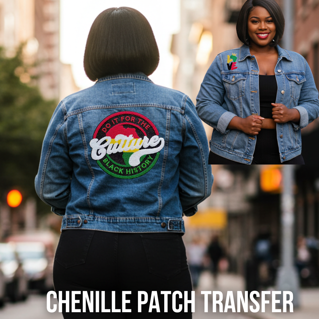 Culture Black History Chenille Patch Denim Jacket