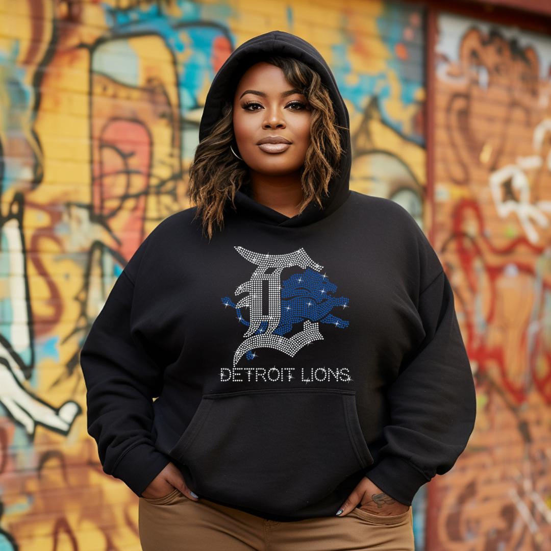 Detroit Lion - English D Rhinestone Hoodie