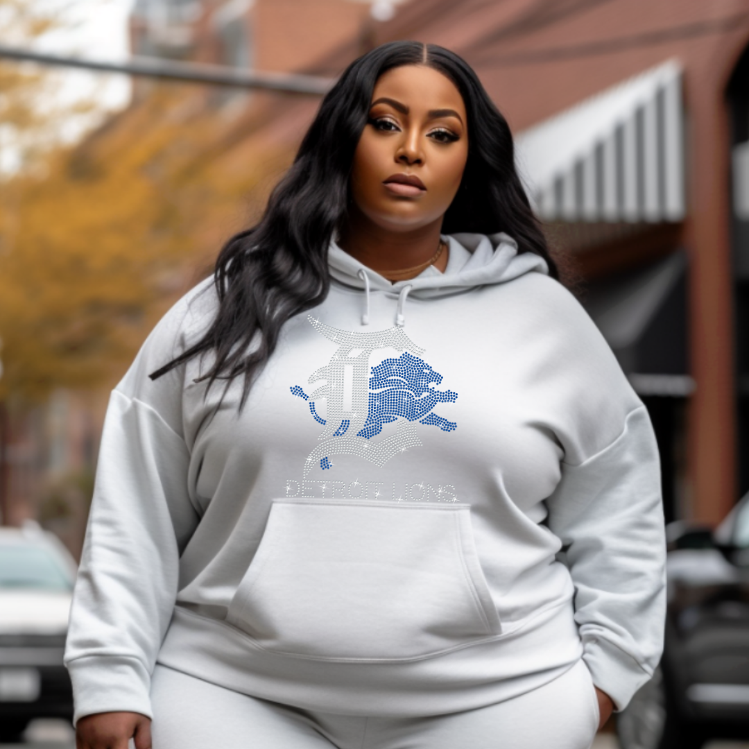 Detroit Lion - English D Rhinestone Hoodie