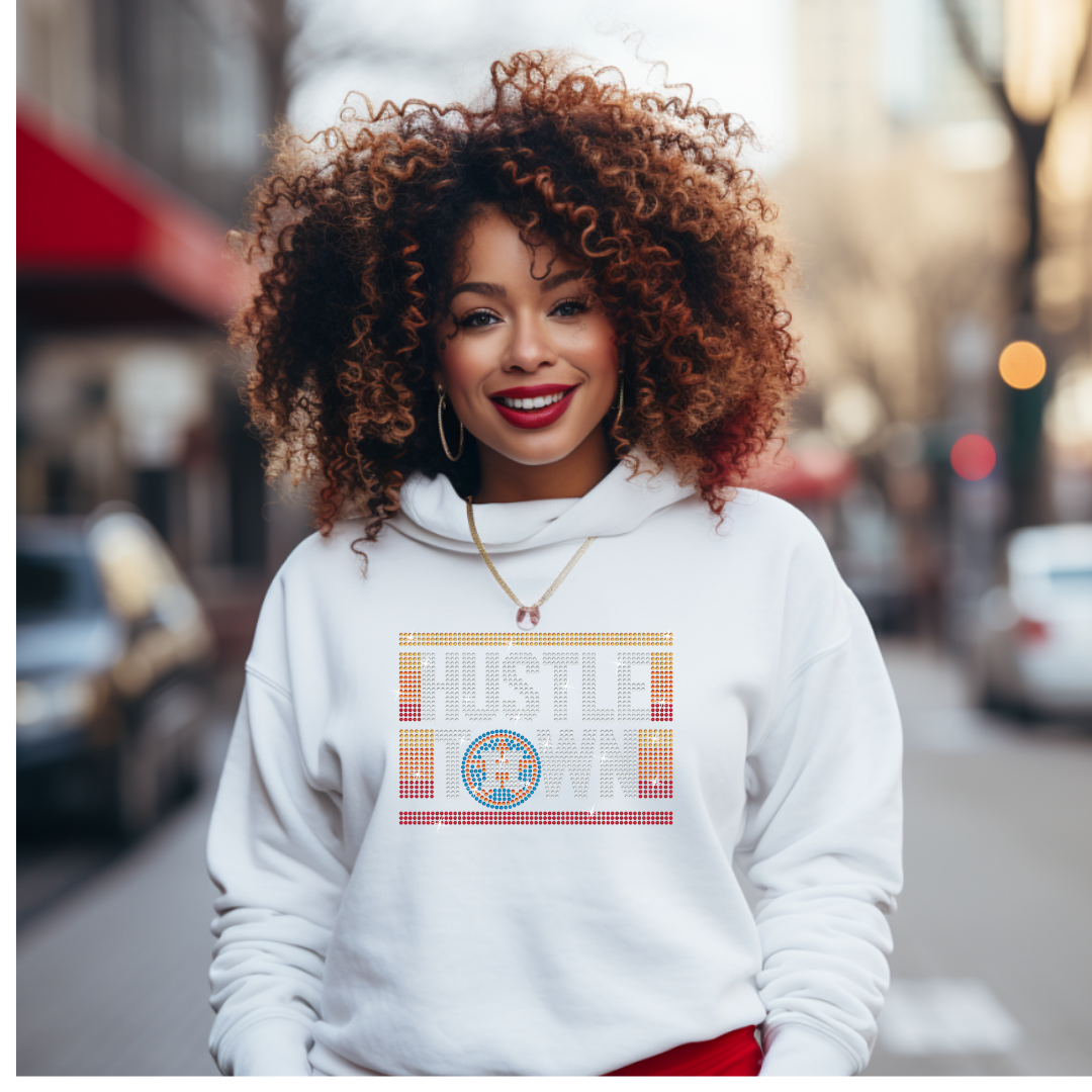 Hustle Town Rhinestone Hoodie