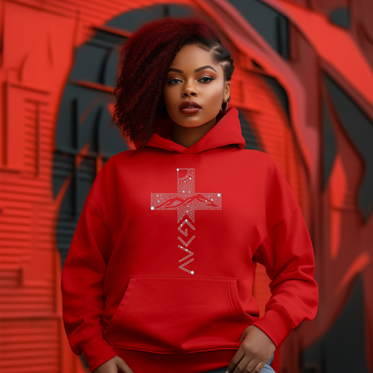 God is Greater Cross Rhinestone Hoodie